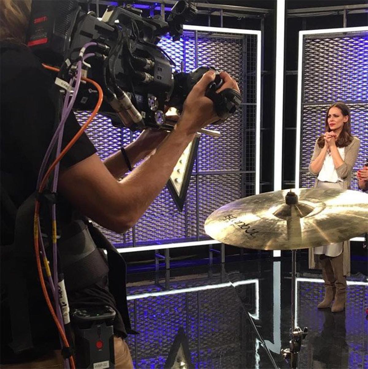 Eva González, durante la grabación del primer programa de 'La Voz'