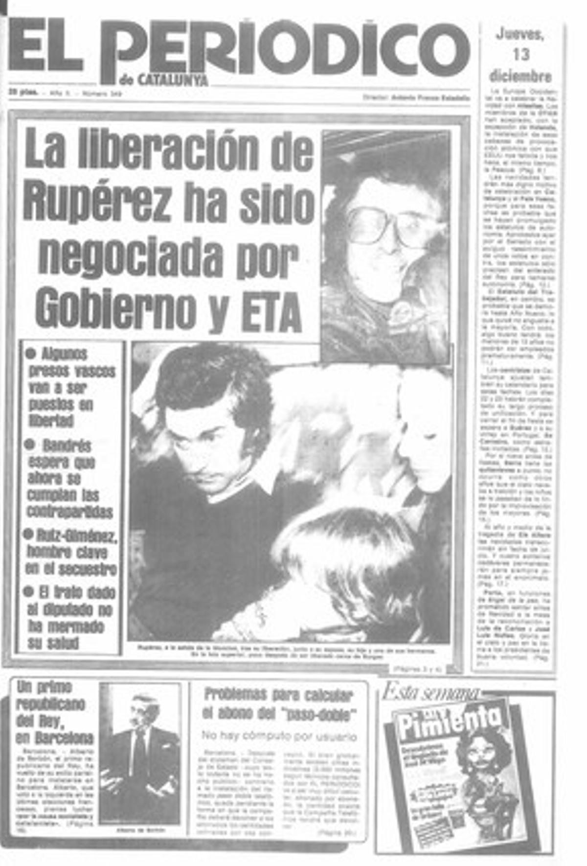 Acaba el secuestro de Javier Rupérez. 13/12/1979