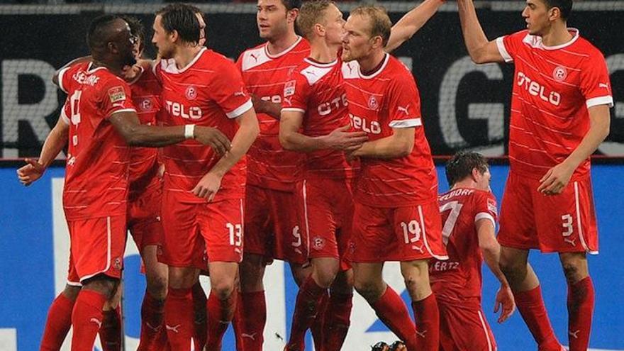 Imagen del Fortuna Dusseldorf en un partido de la Bundesliga alemana.