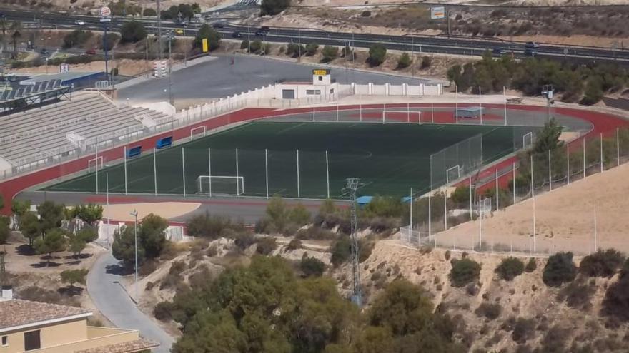 Imagen aérea del campo de fútbol El Barxell de Petrer.