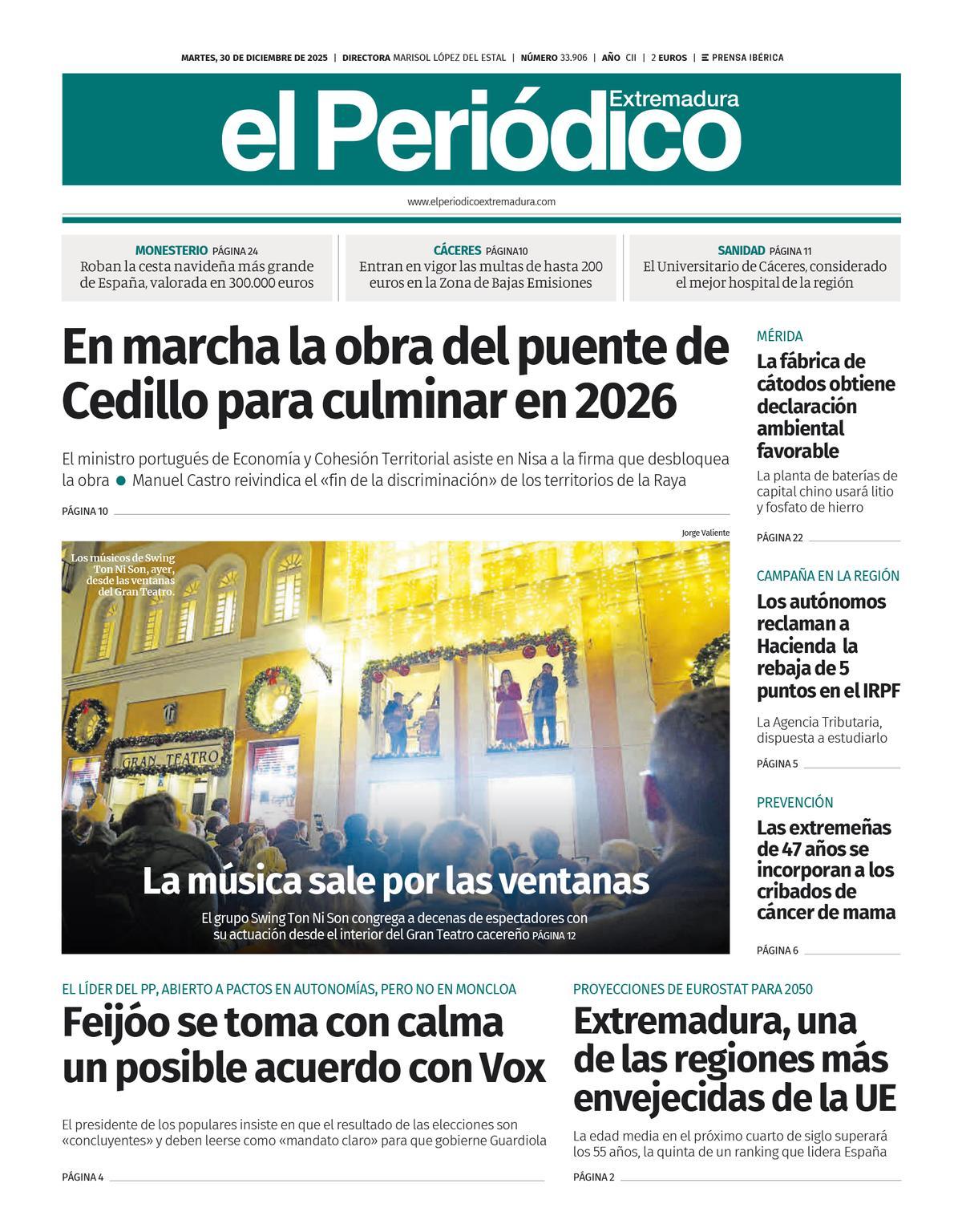 Consulta la portada correspondiente al día 30 de diciembre de 2025