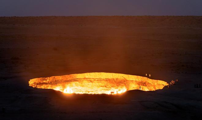 Vista aérea del cráter de Darvazá, las puertas al infierno