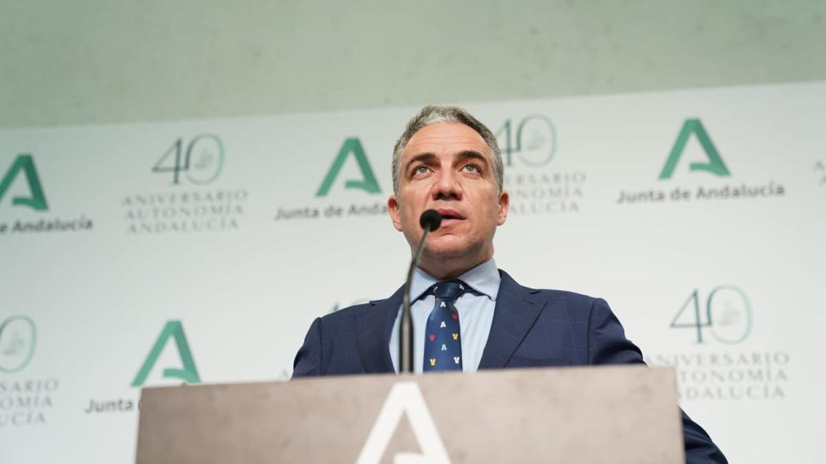 Elías Bendodo, durante la comparecencia posterior al Consejo de Gobierno.