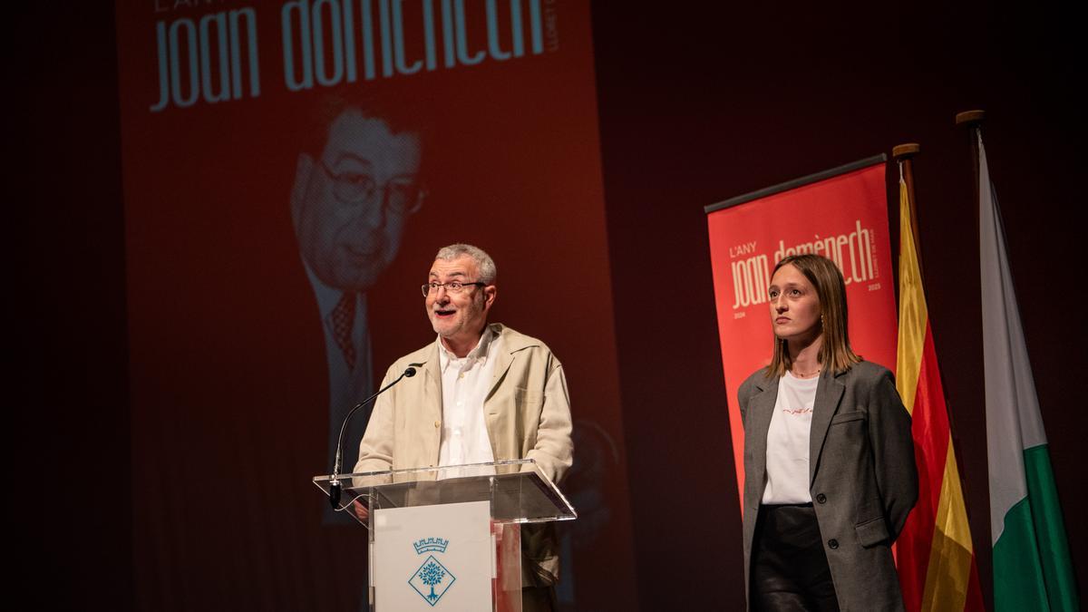 La presentació de l'Any Joan Domènech i Moner al Teatre de Lloret, el dissabte.