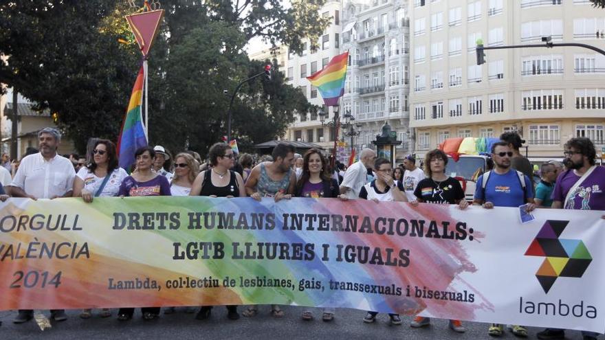 Un momento de la manifestación del Orgullo gay en Valencia.