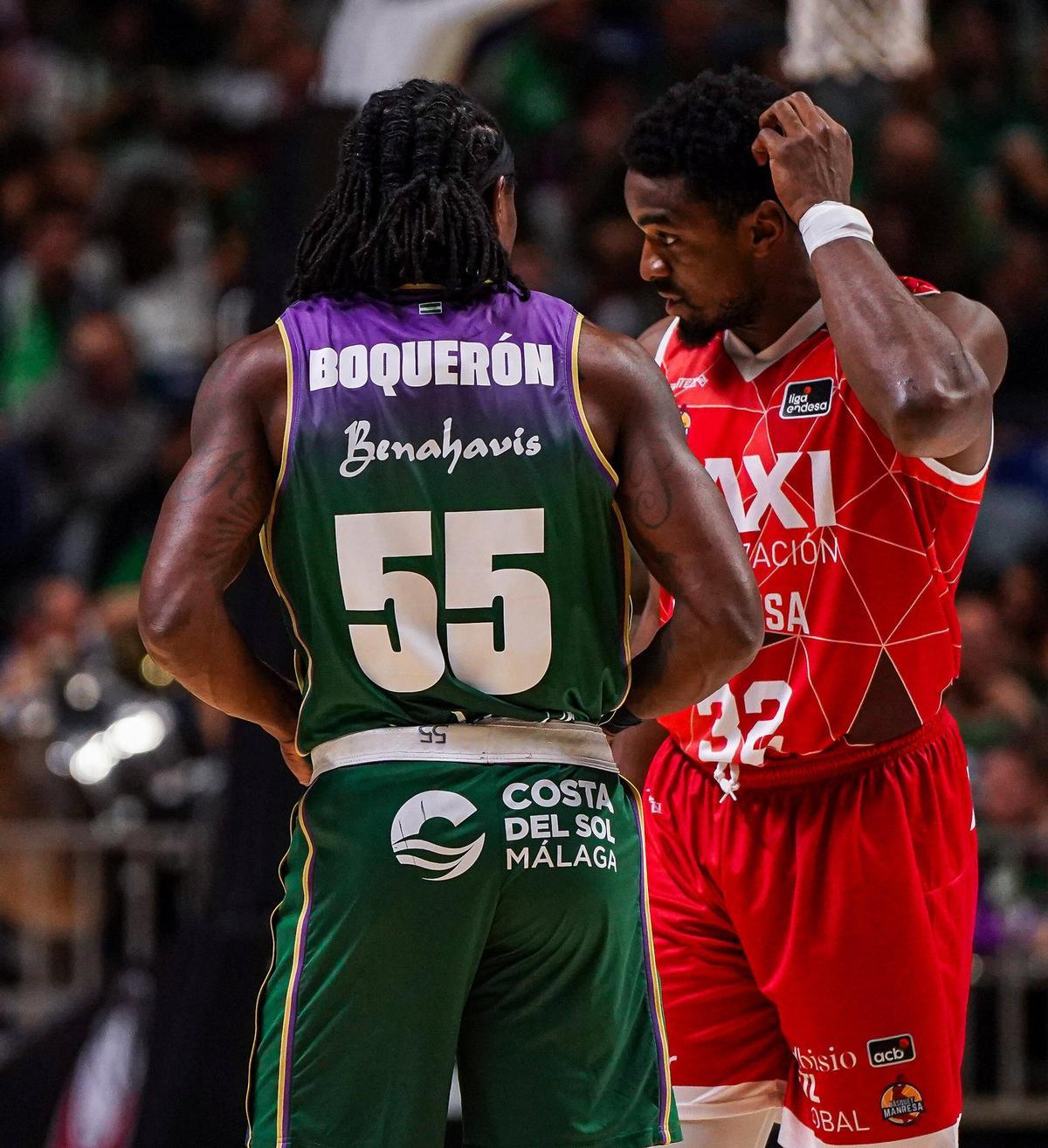 Kendrick Perry i Retin Obasohan, dos líders dels respectius equips, en el duel de Màlaga