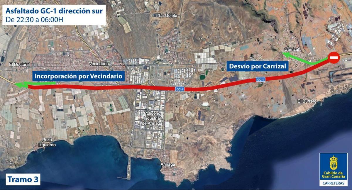 Tramo 3 del reasfaltado de la GC-1.