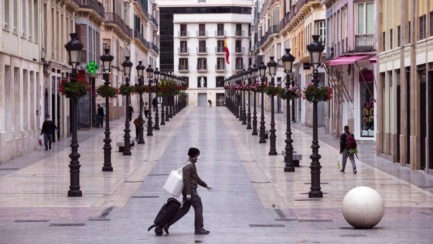 La calle Larios de MÃ¡laga, prÃ¡cticamente vacÃ­a este martes.