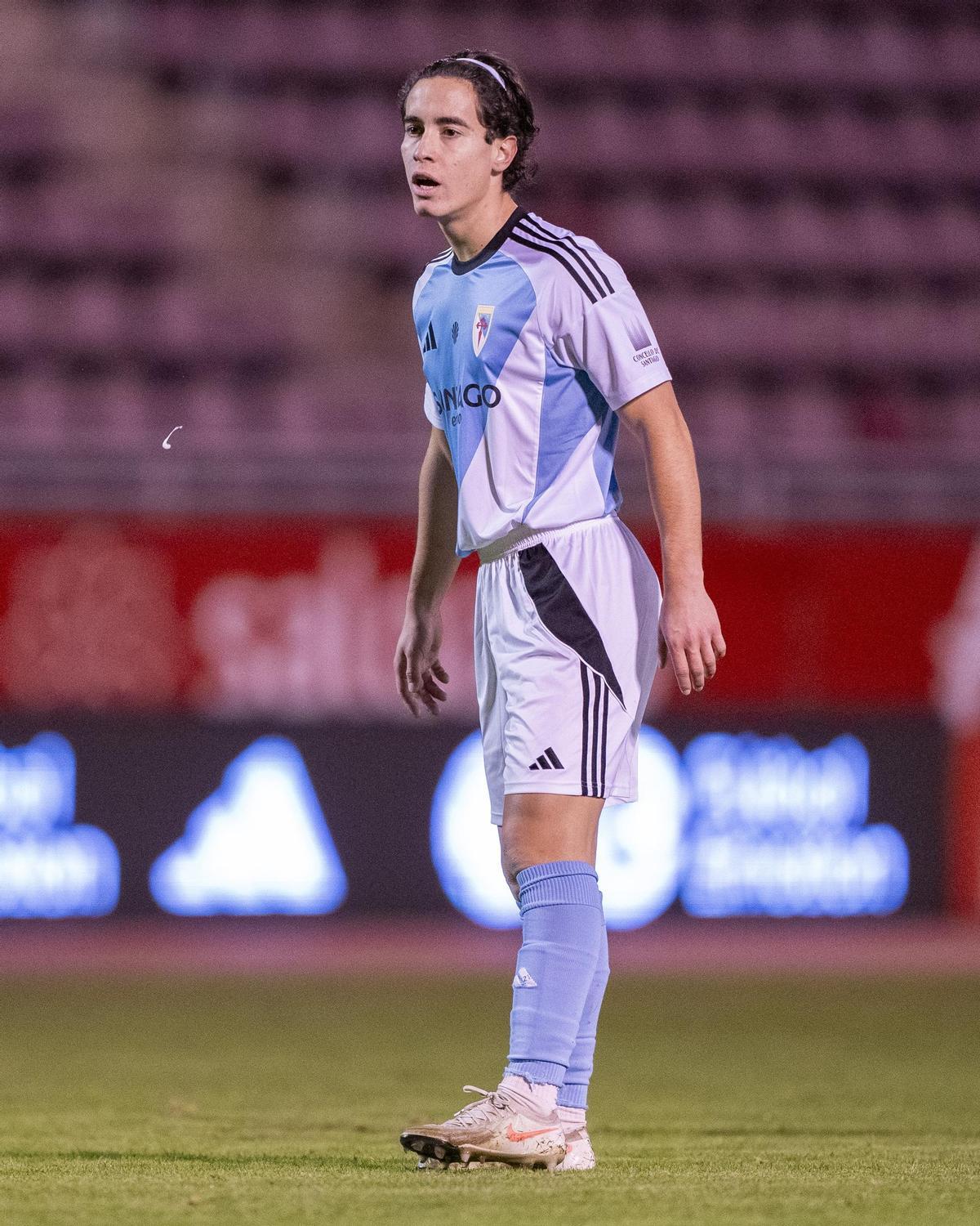 David Rosón, durante su debut con la SD Compostela.