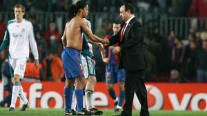 Rafa Benítez, en el Camp Nou tras el Barça 1-2 Liverpool de 2007