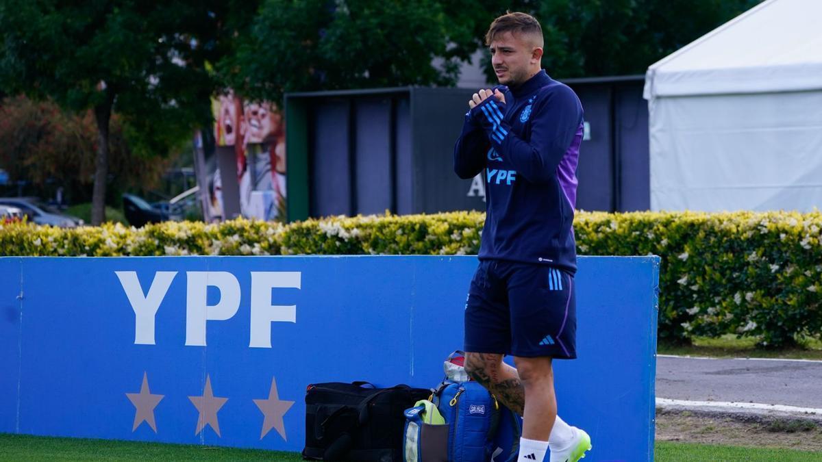 Maffeo, en su primer entrenamiento con Argentina.