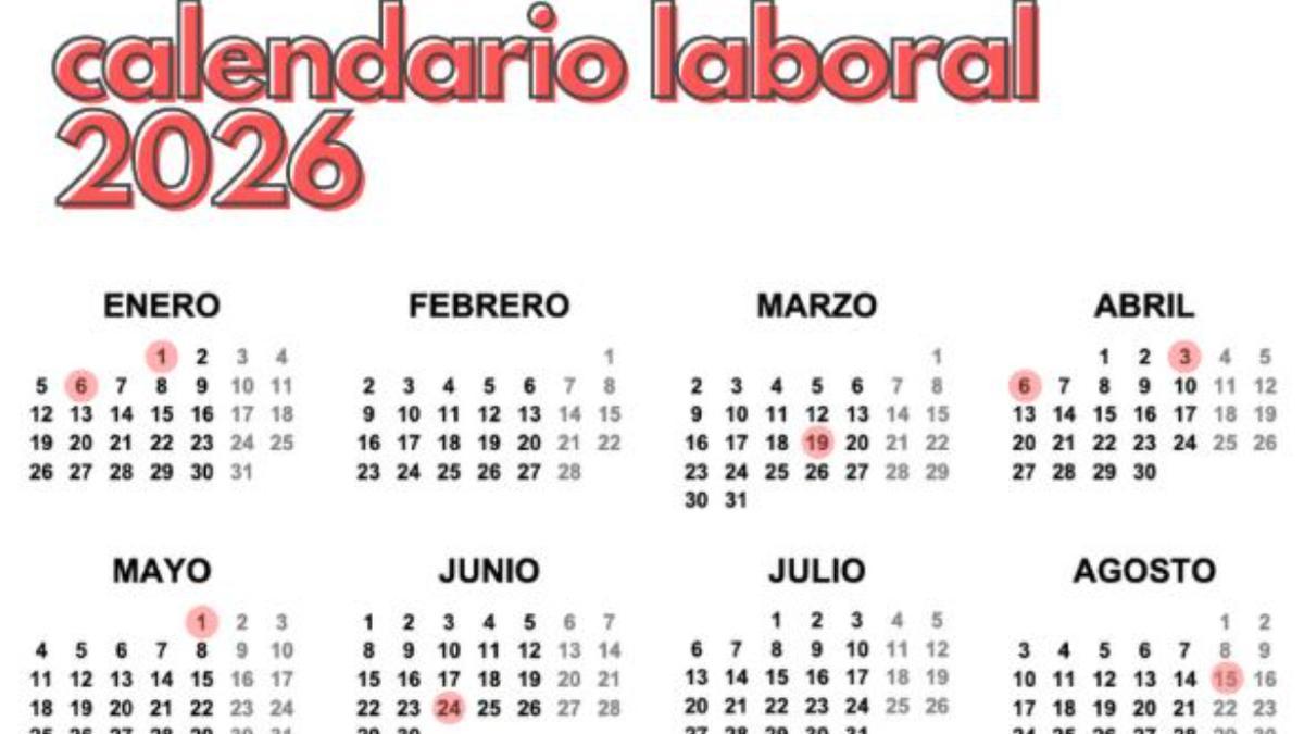 Calendario laboral para 2026 en la Comunitat Valenciana.