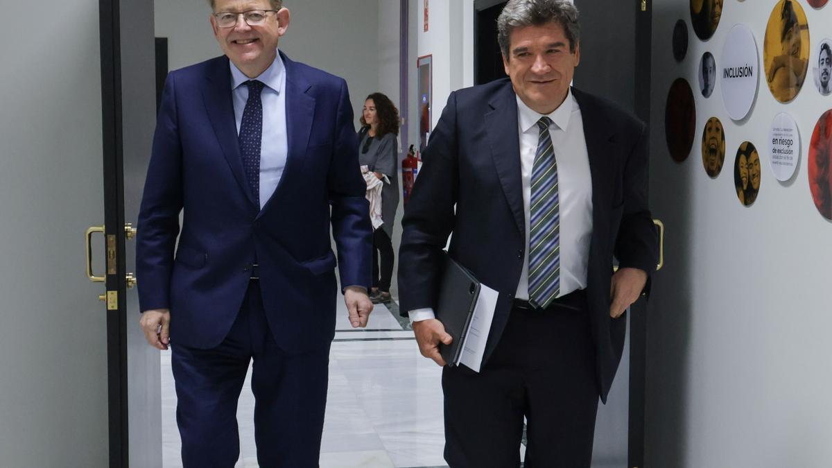 Ximo Puig y el ministro Escrivá, en Madrid hoy.