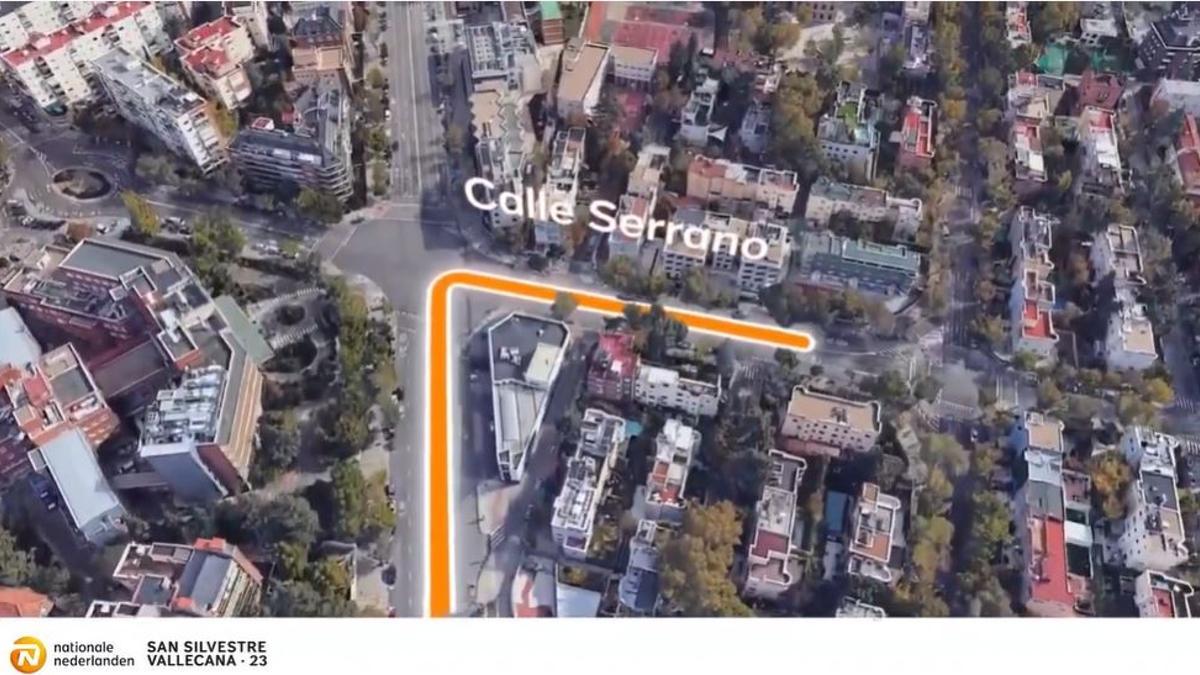 Parte del itinerario de la carrera San Silvestre Vallecana 2023 en Madrid (fotograma del vídeo promocional creado por la organización)
