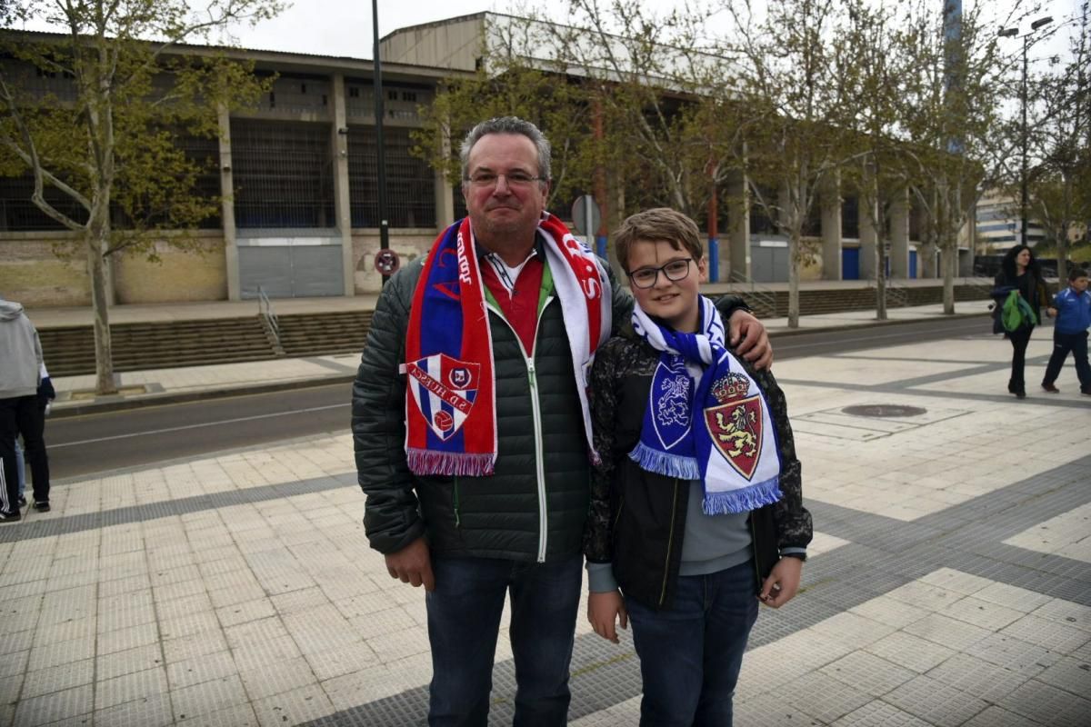 La aficiones del Real Zaragoza y de la SD Huesca volcadas con sus equipos