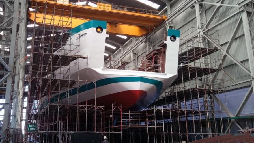 El nuevo buque de Baleària se construye en el astillero Armón de Vigo.