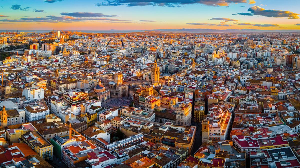 Vista aérea del casco antiguo de Valencia