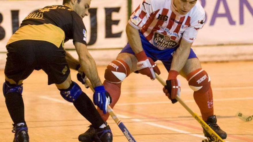 Grasas busca recuperar la bola en el partido de ayer contra el Matera.