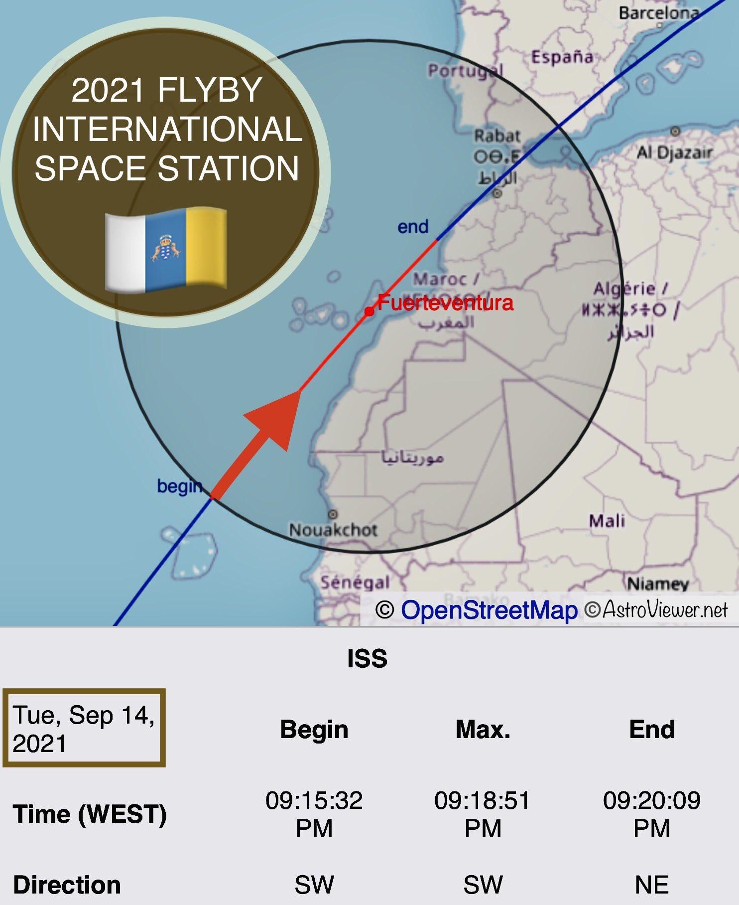 Línea que seguirá la Estación Espacial Internacional.