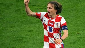 El croata Modric celebra un gol con su selección en esta Eurocopa.