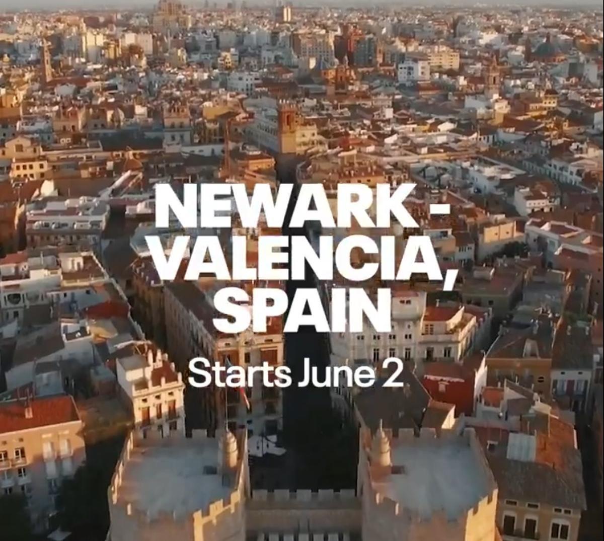 Fragmento del vídeo en el que United Airlines anuncia su vuelo a Valencia.