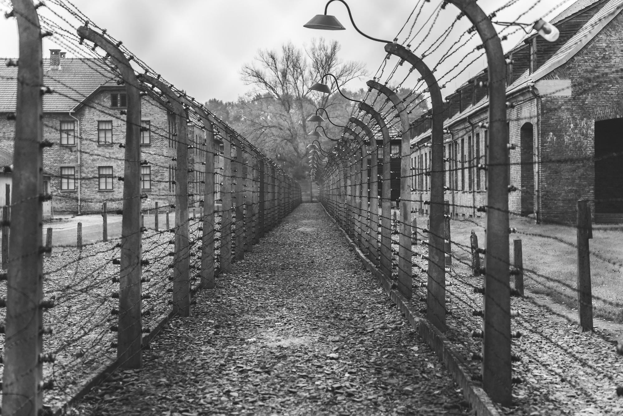 Uno de los patios de  Auschwitz.