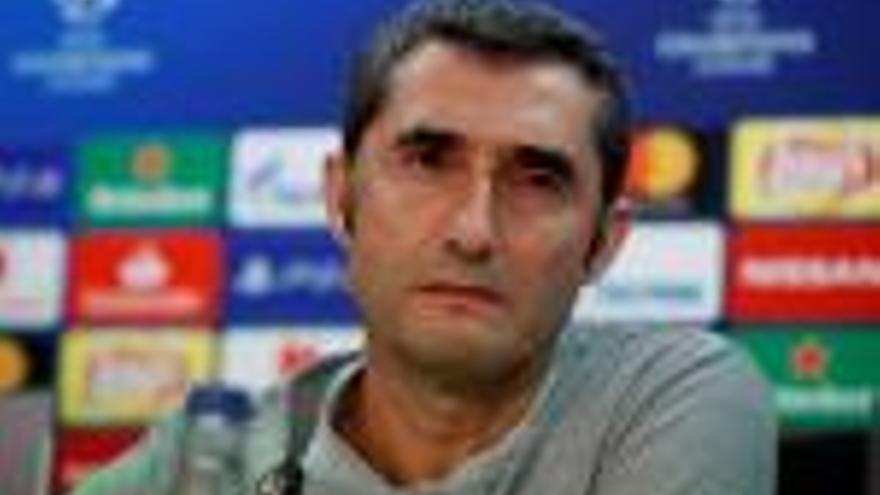 Ernesto Valverde, durant la roda de premsa d&#039;ahir a Barcelona.