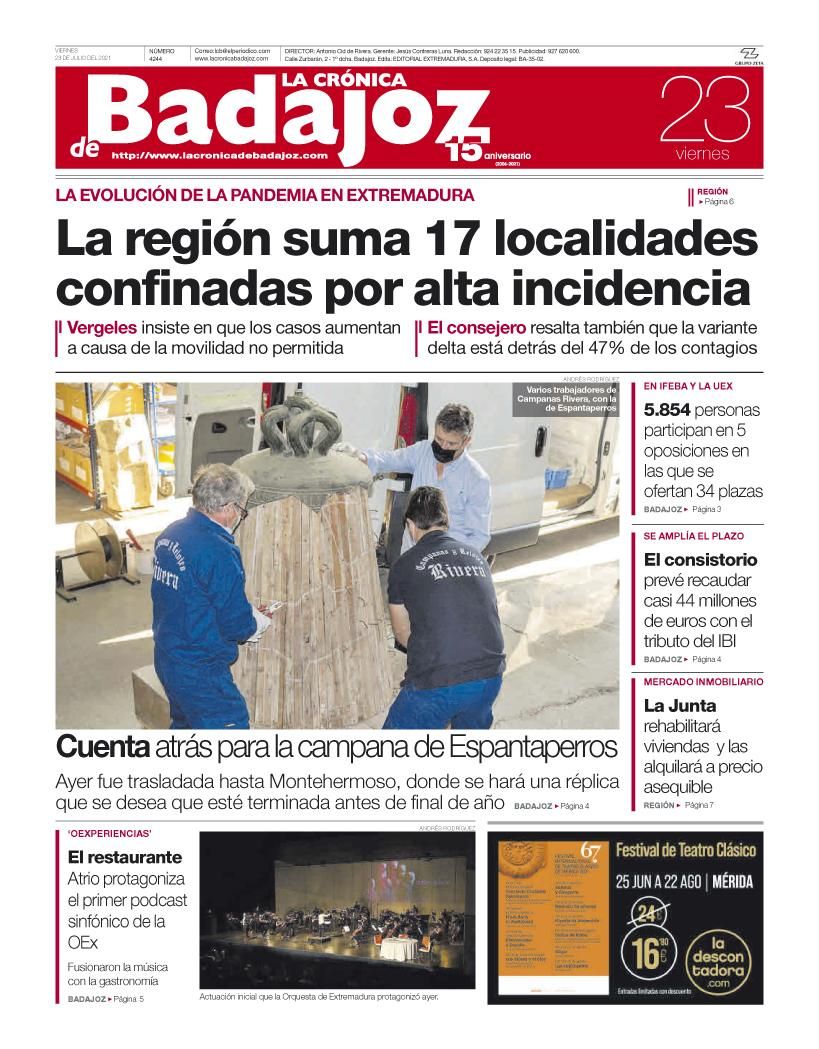 Consulta la portada correspondiente al día 23 de julio del 2021