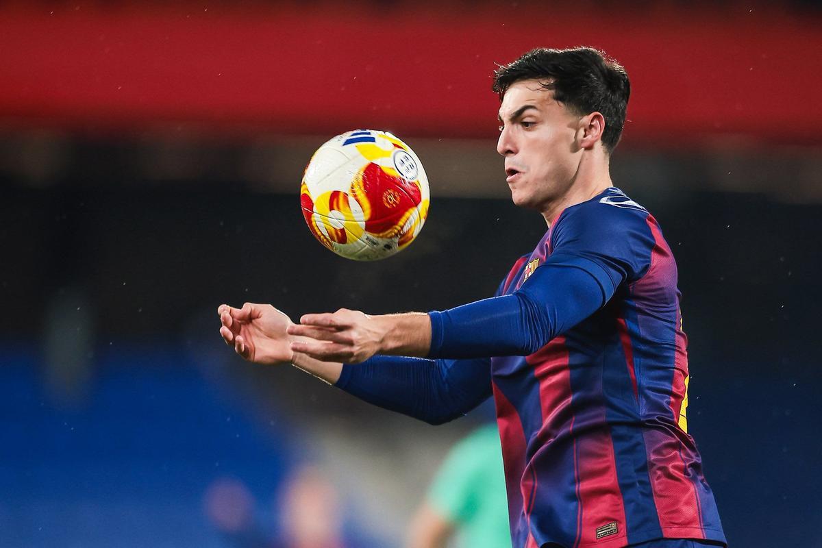 Joaquín Delgado en su debut con el Barcelona B