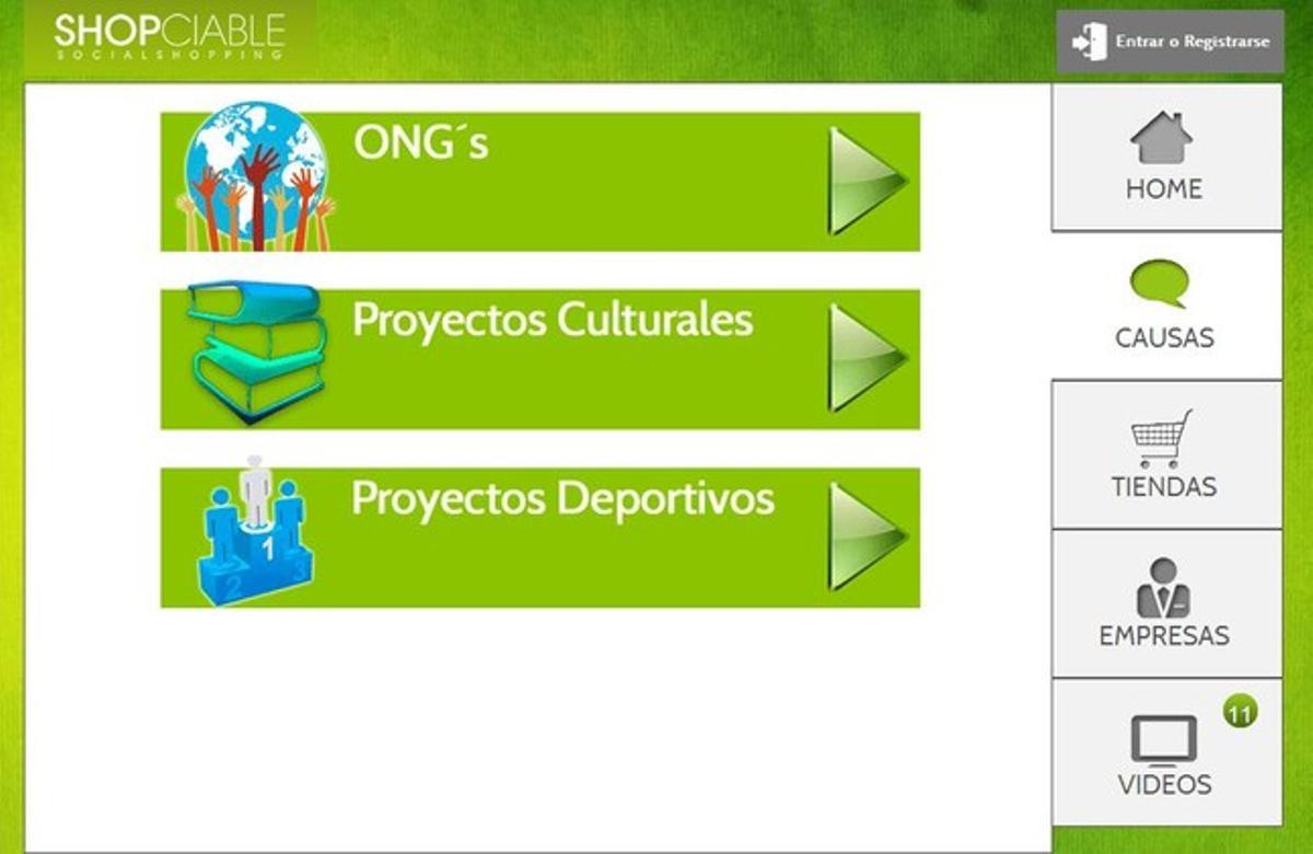 Pàgina web del portal de comerç electrònic Shopciable. Pàgina web del portal de comerç electrònic Shopciable.