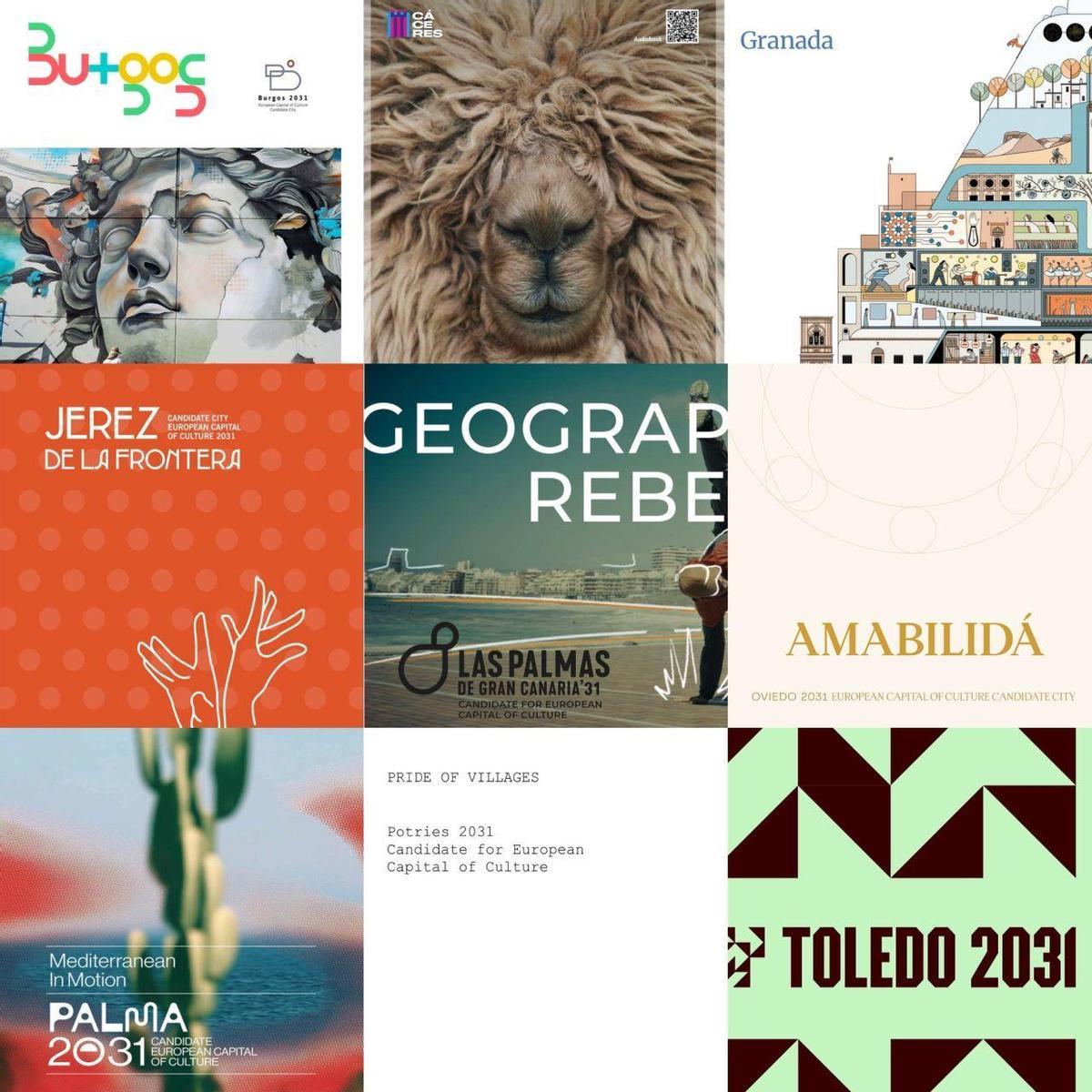 Las portadas de las candidaturas por la Capital Europea de la Cultura.