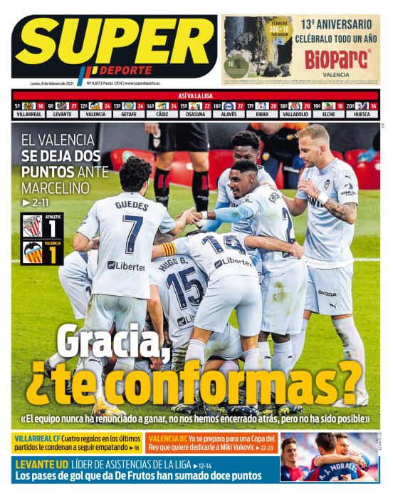 Portada SUPERDEPORTE lunes 8 febrero 2021