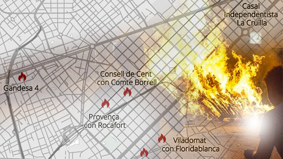 Mapa de les fogueres i revetlles de Sant Joan 2021 a Barcelona