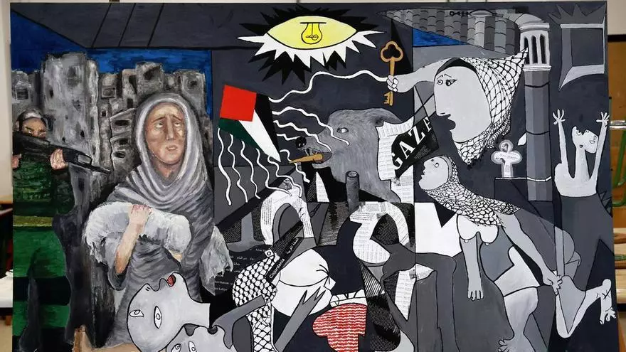 Siete alumnos del IES Primeiro de Marzo reinterpretan el Guernica con simbología palestina