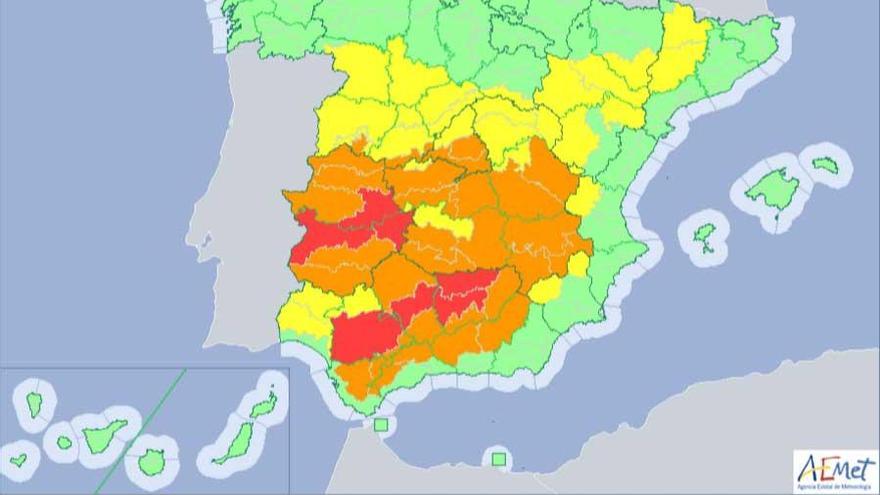 Activada la alerta en Extremadura por temperaturas superiores a los 44 grados