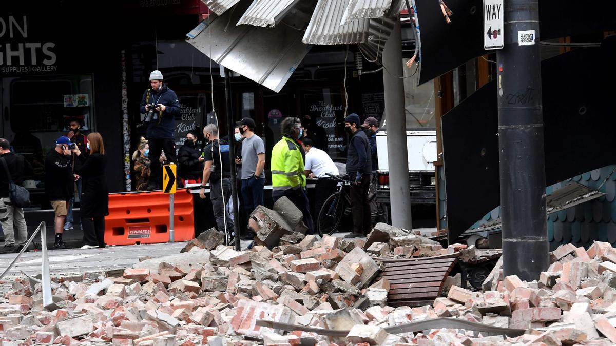 Edificio afectado por el terremoto en Chapel Street, una de las principales calles comerciales de Melbourne.