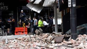 Edificio afectado por el terremoto en Chapel Street, una de las principales calles comerciales de Melbourne.