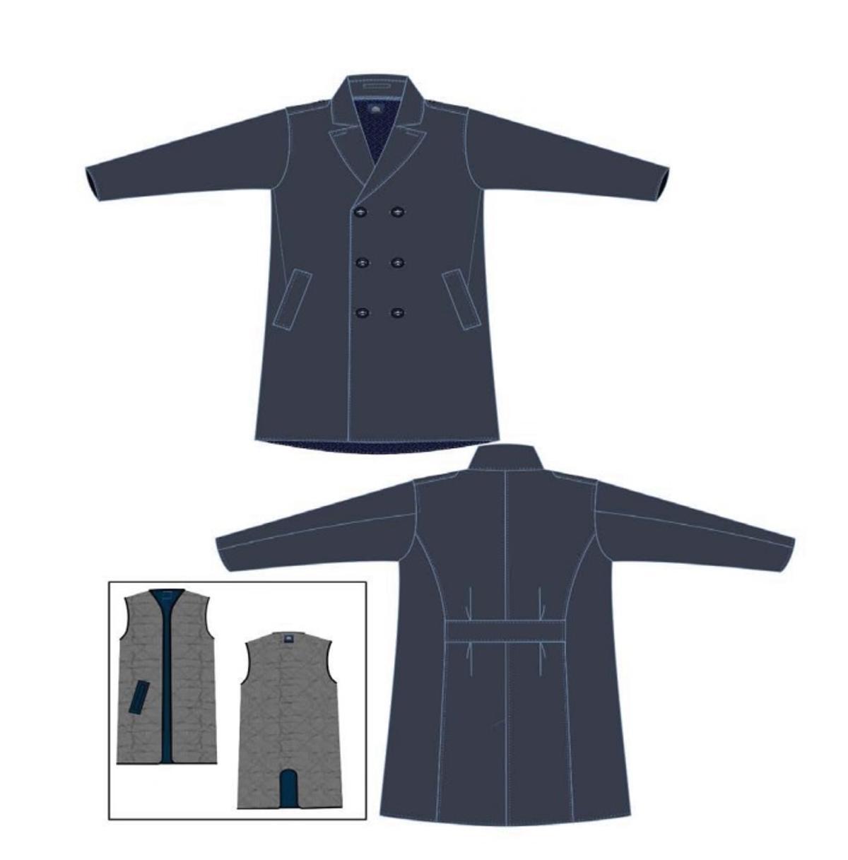 Dibujo orientativo de la gabardina para hombre del contrato del Ejército del Aire