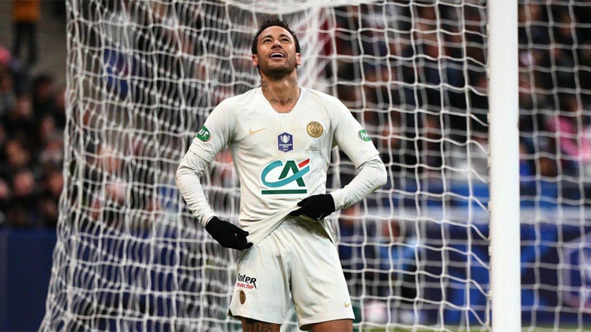 Neymar Junior durante la final de la Copa de Francia que el PSG perdió frente al Rennes