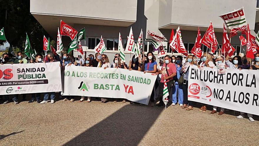 Protesta, ayer, en el Hospital Clínico