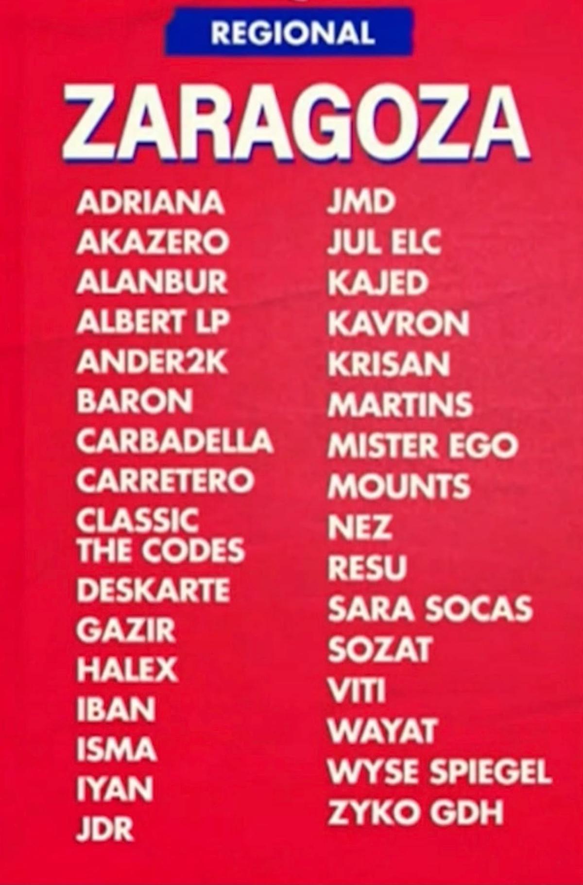 Lista oficial de competidores de la Red Bull Nacional de Zaragoza 2026