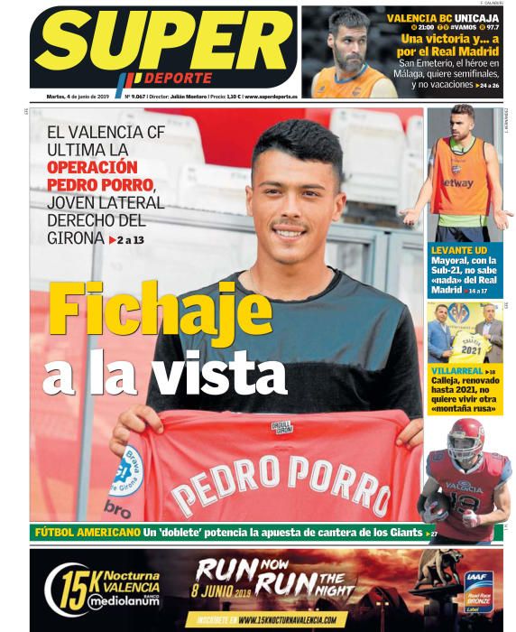 Portada SUPERDEPORTE martes 4 de junio de 2019.