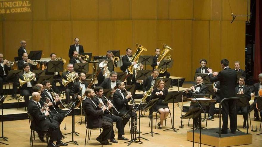 A Banda Municipal durante un concerto no Palacio da Ópera en 2015.