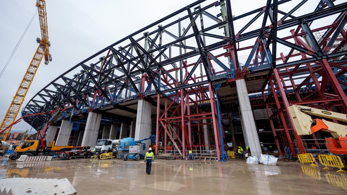 Detalle de la nueva estructura para el anillo superior del Spotify Camp Nou