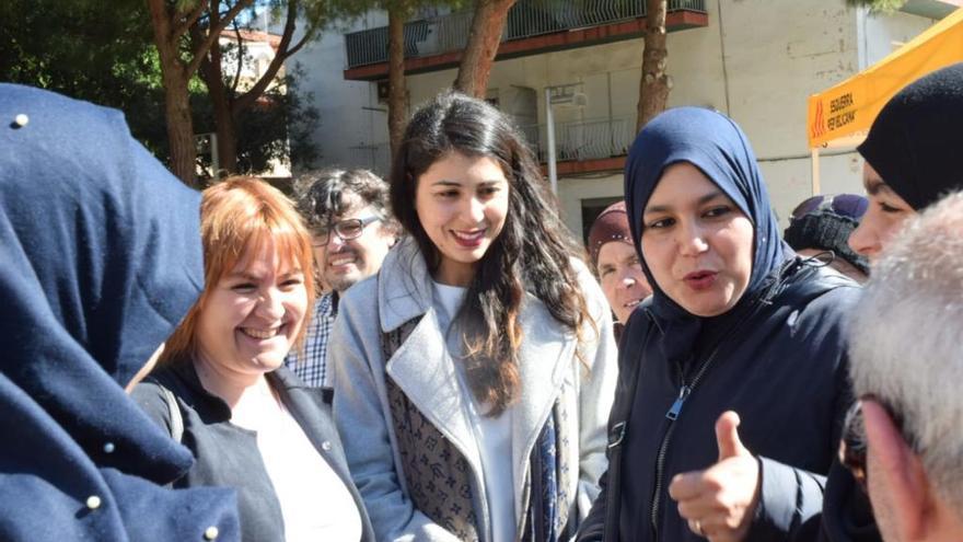 Un moment de la visita de Najat Driouech a Figueres.