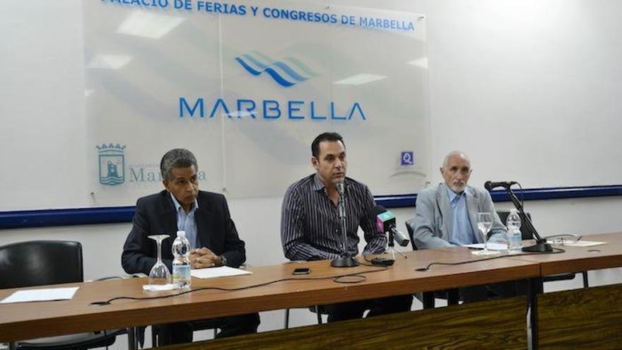 Jorge Lemos, Miguel Díaz y Antonio Morales, ayer en Marbella.