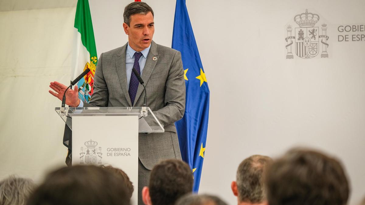 El presidente del Gobierno, Pedro Sánchez, en Extremadura.