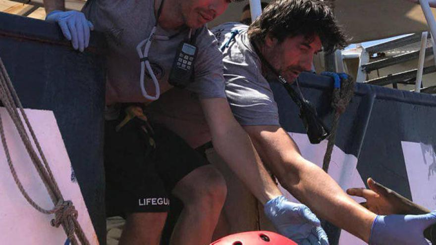 Jordi Villacampa, en pleno rescate