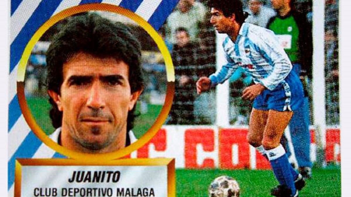 Un cromo de Juanito cuando era jugador del CD Málaga.