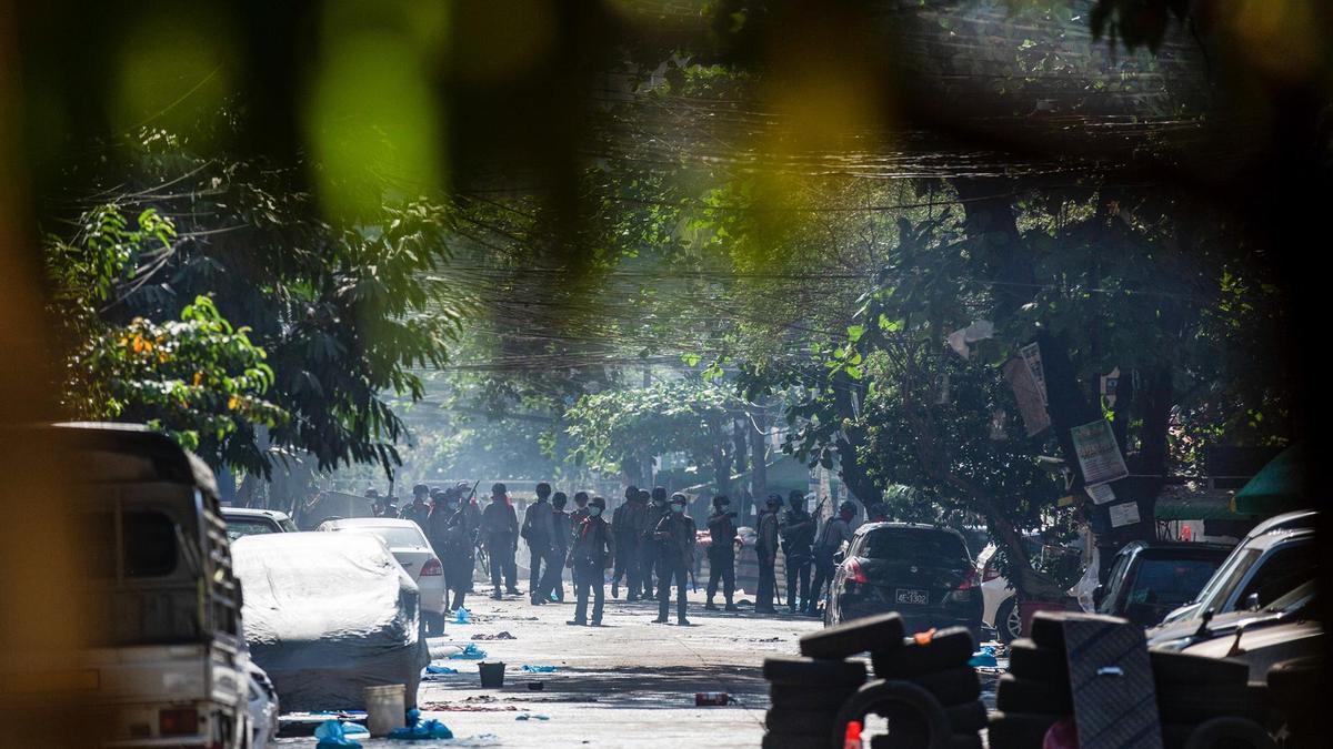 Una de las protestas de Rangún.